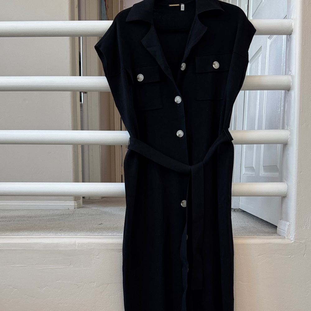 Elie Tahari Black Sleeveless Midi Dress SZ L NWOT